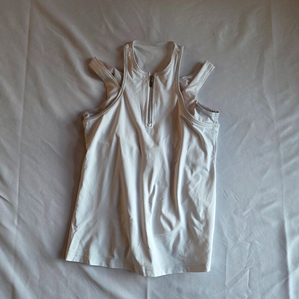Women’s White Racerback Zip-Front Tank Top